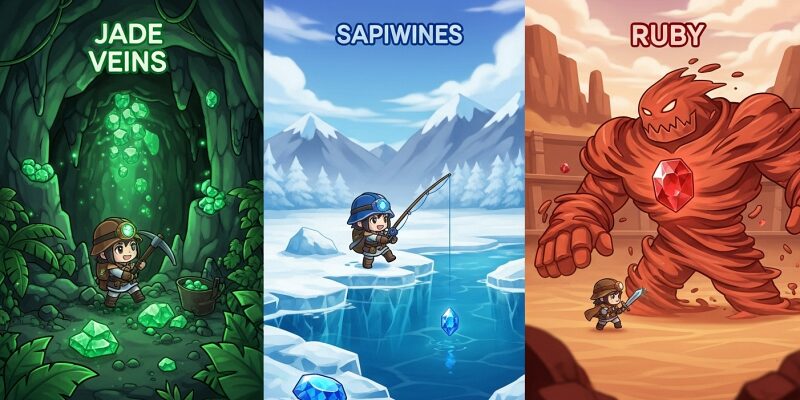 【Core Keeper】レア宝石「ヒスイ・サファイア・ルビー」の入手ルート