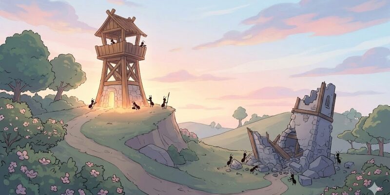 【ザ・アンツ】監視哨の建設と破壊 道作りが勝敗を左右します