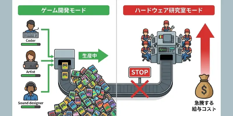 『ゲーム発展国++』エンジニアが4人、6人ということは、
社員枠の大半をハード開発に使っている状態です。