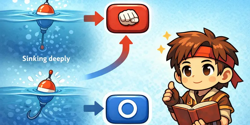 【空の軌跡 the 1st】魚がかかったあとに表示される3択コマンドは、運や勢いで選ぶものではありません。直前までのウキの動きやメッセージ内容を整理し、「今の反応ならこれ」という答えを当てにいく工程です。