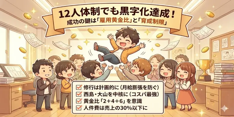 【まんが一本道〆】12人雇用は設計次第で黒字化できます