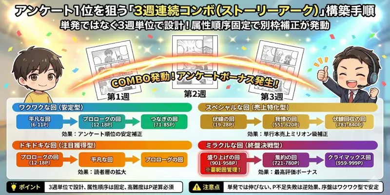 【まんが一本道〆】アンケート1位を狙う「3週連続コンボ（ストーリーアーク）」構築手順