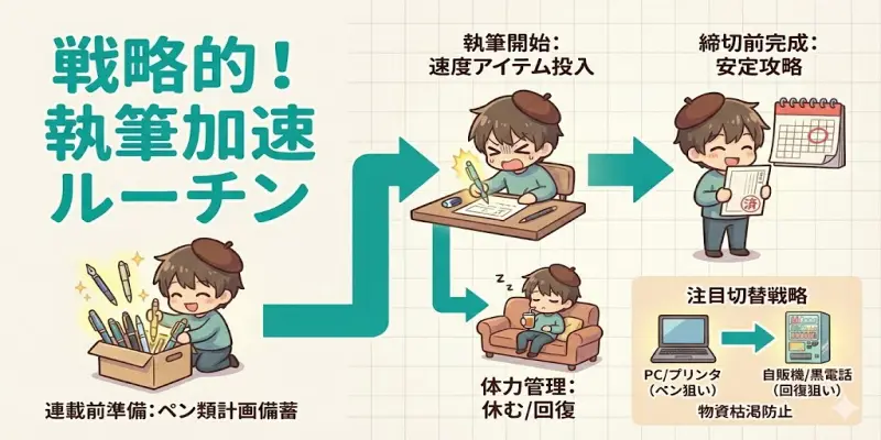 【まんが一本道〆】執筆を加速させるビルド｜ペン類を計画的に備蓄する戦略的ルーチン