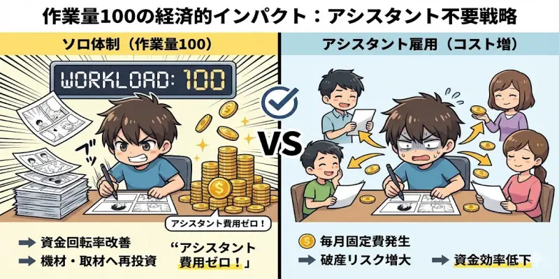 【まんが一本道〆】「作業量100」がもたらす経済的インパクトとアシスタント不要戦略