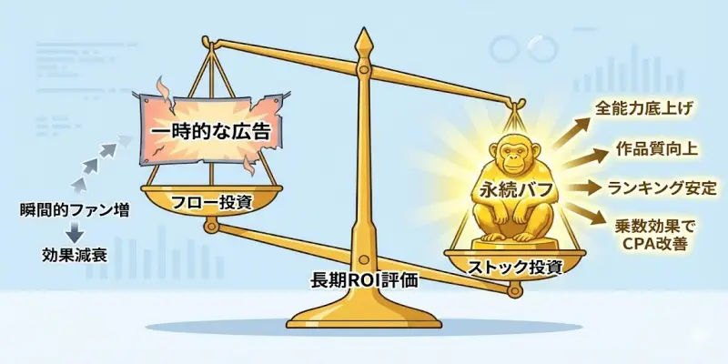【まんが一本道〆】カイロ像 vs 短期投資：永続バフのROI評価